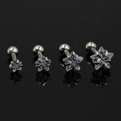 4db Vegyes 3mm,4mm,5mm,6mm-es fogas beállító cirkon fülbevaló Tragus porc fülbevaló Labret piercing testékszer