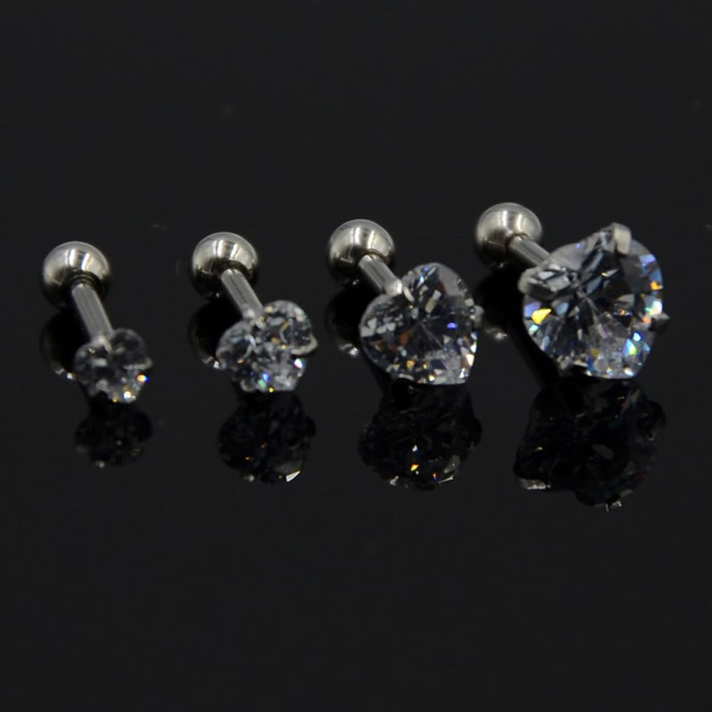 4db Vegyes 3mm,4mm,5mm,6mm-es fogas beállító cirkon fülbevaló Tragus porc fülbevaló Labret piercing testékszer