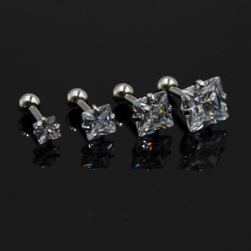 4db Vegyes 3mm,4mm,5mm,6mm-es fogas beállító cirkon fülbevaló Tragus porc fülbevaló Labret piercing testékszer