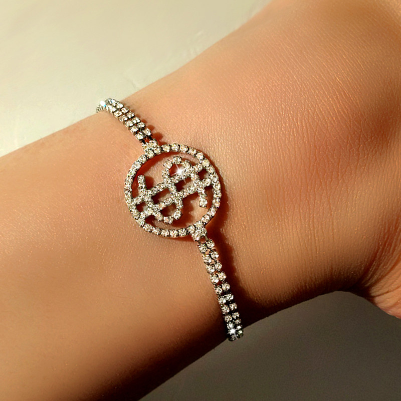 Punk, cristal strălucitor, semn de dolar mare, gleznă, brățară, bijuterii, comerț cu ridicata, lanț creativ de tenis, sandale desculțe, glezne pentru femei, noi