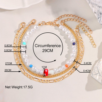 Обикновена бяла имитация на перли, гъба, бижута с мъниста, бижута, многопластова златна метална верига за глезена, перлена гривна за глезена, лято