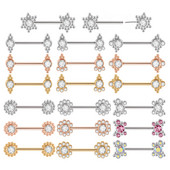 PERECHE Piercing pentru mamelon din oțel chirurgical, floare, fluture, inele cu mreană, grupa de zircon, scut pentru mamelon, bijuterii pentru corp 14gX14mm