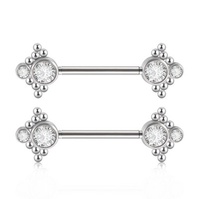 PERECHE Piercing pentru mamelon din oțel chirurgical, floare, fluture, inele cu mreană, grupa de zircon, scut pentru mamelon, bijuterii pentru corp 14gX14mm