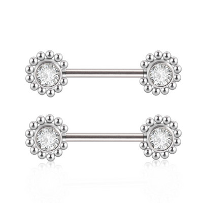 PERECHE Piercing pentru mamelon din oțel chirurgical, floare, fluture, inele cu mreană, grupa de zircon, scut pentru mamelon, bijuterii pentru corp 14gX14mm