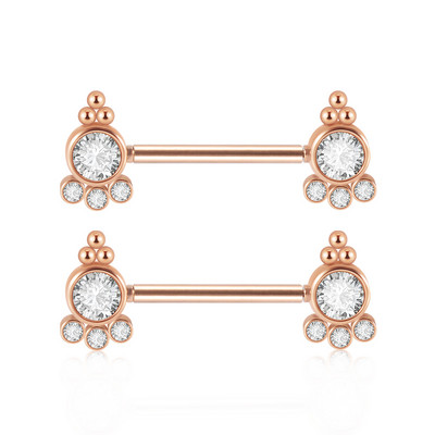 PERECHE Piercing pentru mamelon din oțel chirurgical, floare, fluture, inele cu mreană, grupa de zircon, scut pentru mamelon, bijuterii pentru corp 14gX14mm