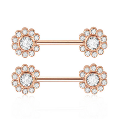 PERECHE Piercing pentru mamelon din oțel chirurgical, floare, fluture, inele cu mreană, grupa de zircon, scut pentru mamelon, bijuterii pentru corp 14gX14mm