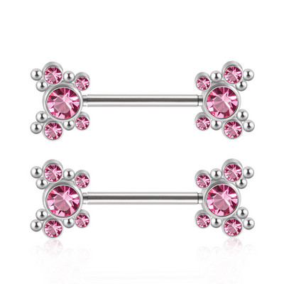 PERECHE Piercing pentru mamelon din oțel chirurgical, floare, fluture, inele cu mreană, grupa de zircon, scut pentru mamelon, bijuterii pentru corp 14gX14mm