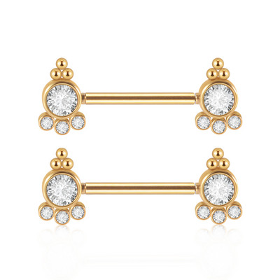 PERECHE Piercing pentru mamelon din oțel chirurgical, floare, fluture, inele cu mreană, grupa de zircon, scut pentru mamelon, bijuterii pentru corp 14gX14mm