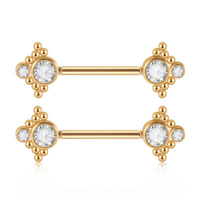 PERECHE Piercing pentru mamelon din oțel chirurgical, floare, fluture, inele cu mreană, grupa de zircon, scut pentru mamelon, bijuterii pentru corp 14gX14mm