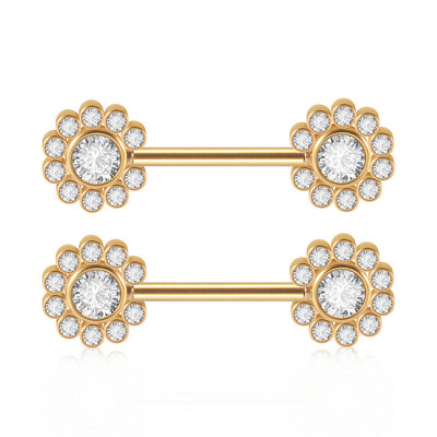 PERECHE Piercing pentru mamelon din oțel chirurgical, floare, fluture, inele cu mreană, grupa de zircon, scut pentru mamelon, bijuterii pentru corp 14gX14mm