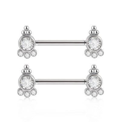 PERECHE Piercing pentru mamelon din oțel chirurgical, floare, fluture, inele cu mreană, grupa de zircon, scut pentru mamelon, bijuterii pentru corp 14gX14mm