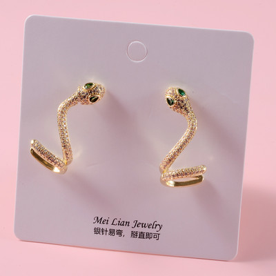 Cercei cu șarpe de modă pentru urechi, cercei din cupru, cu zirconiu cubic de lux, pentru femei, inele pentru petrecerea de nuntă