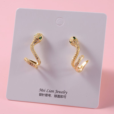 Cercei cu șarpe de modă pentru urechi, cercei din cupru, cu zirconiu cubic de lux, pentru femei, inele pentru petrecerea de nuntă