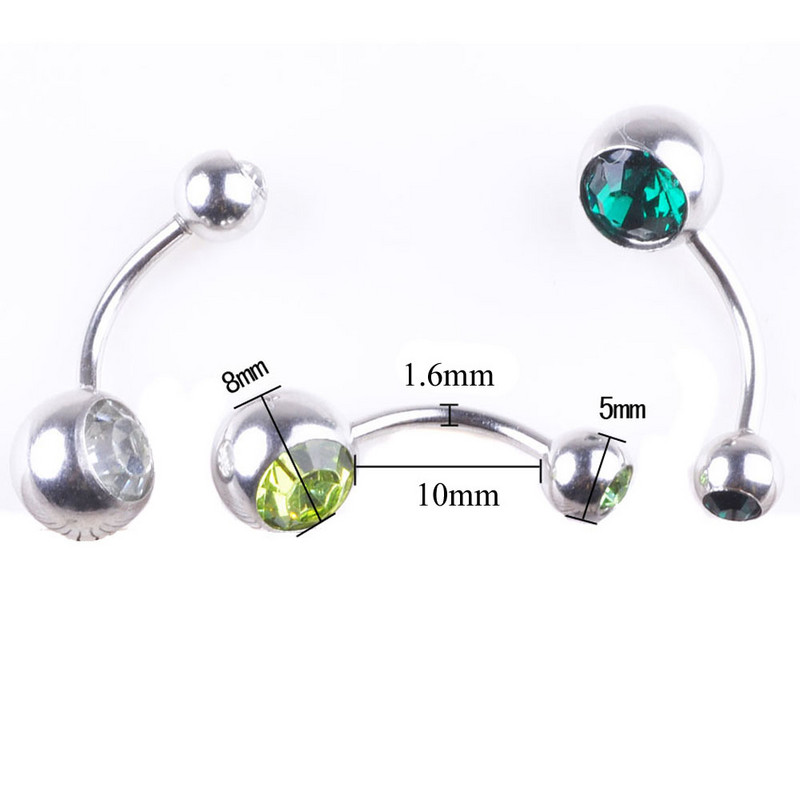 18 buc/set 14G 1.6*10*5/8mm piatră de cristal de titan inele pentru buric Bare pentru buric Piercing pentru buric Bijuterii pentru corp Ombligo Nombril