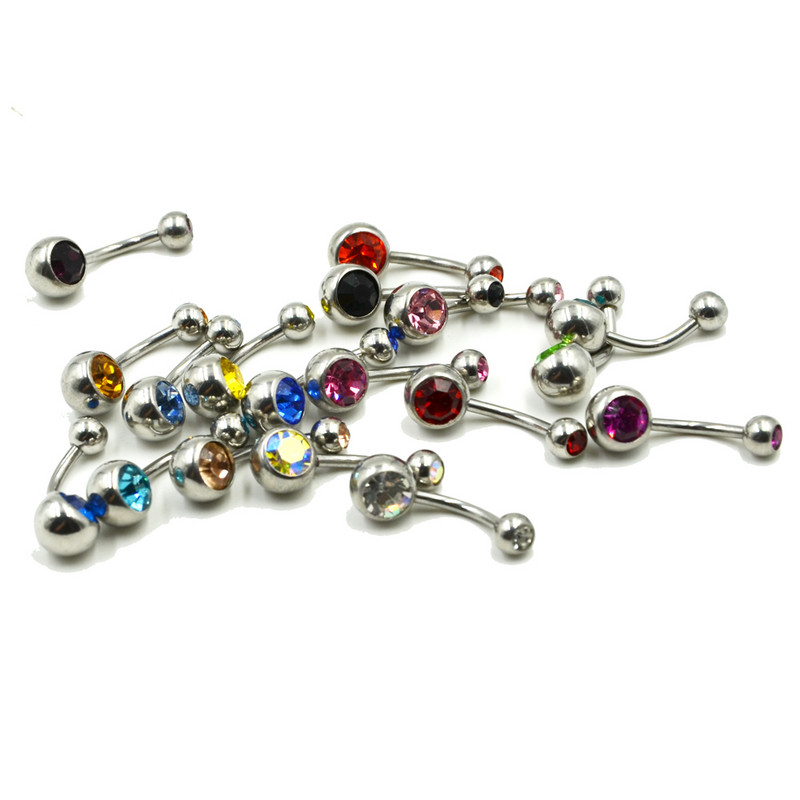 18 buc/set 14G 1.6*10*5/8mm piatră de cristal de titan inele pentru buric Bare pentru buric Piercing pentru buric Bijuterii pentru corp Ombligo Nombril