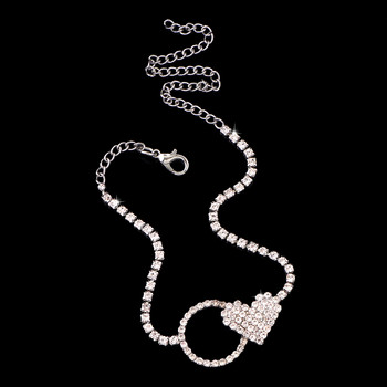 Βραχιόλι Boho Beach Round Heart Crystal Tennis Chain Anklet για γυναίκες Ασημί Χρώμα Απλό στρογγυλό βραχιόλι με ποδαράκια στα πόδια Κοσμήματα Χονδρική