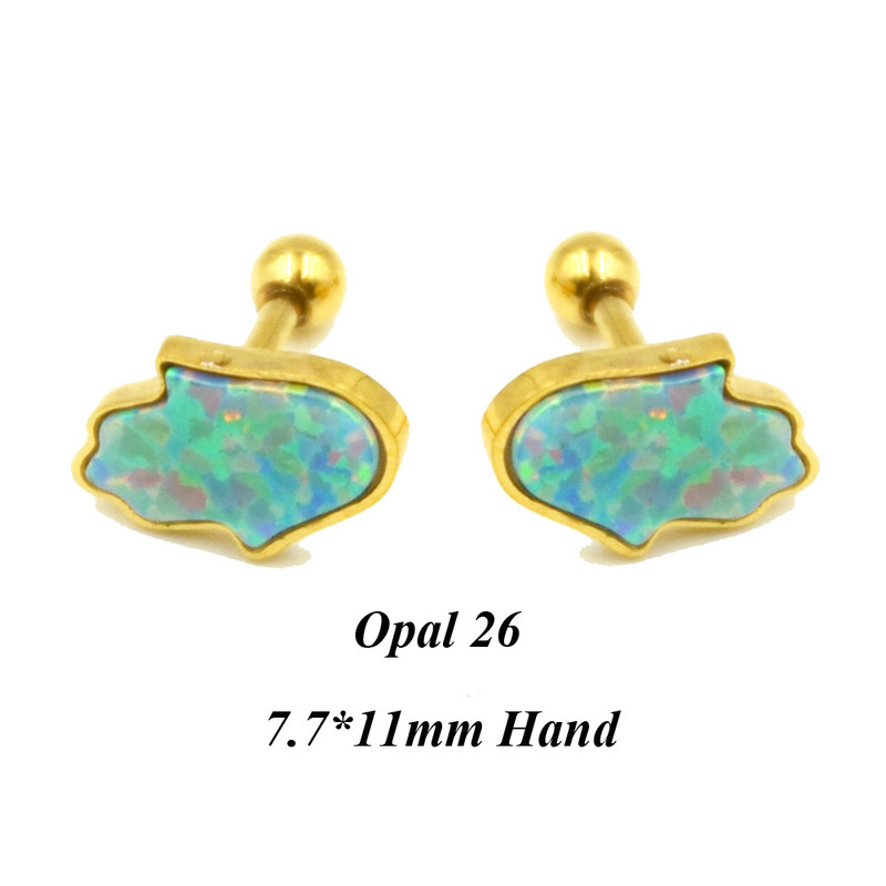 1 buc piatră de opal Helix tragus cartilaj de reținere piercing bijuterii pentru corp Piercing ureche Stud-Star lacrimă inimă și mână
