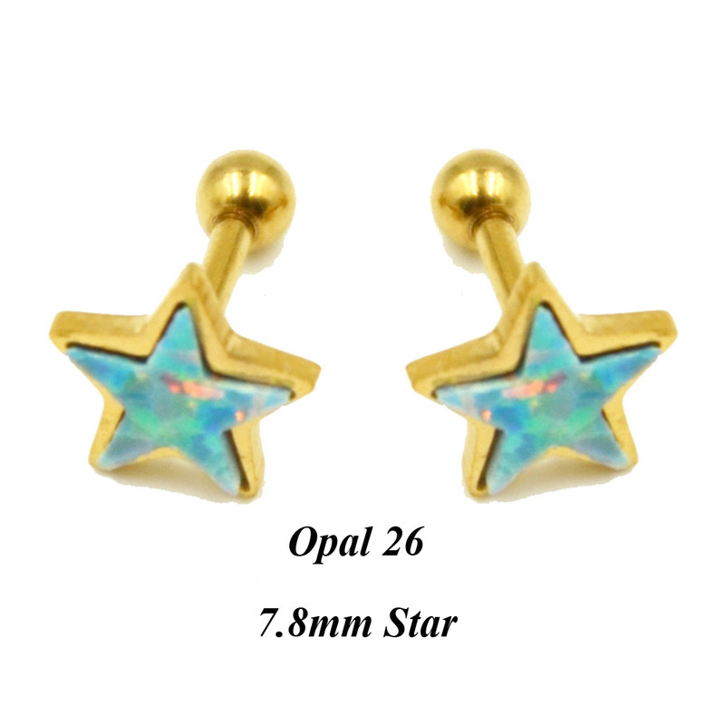 1 buc piatră de opal Helix tragus cartilaj de reținere piercing bijuterii pentru corp Piercing ureche Stud-Star lacrimă inimă și mână