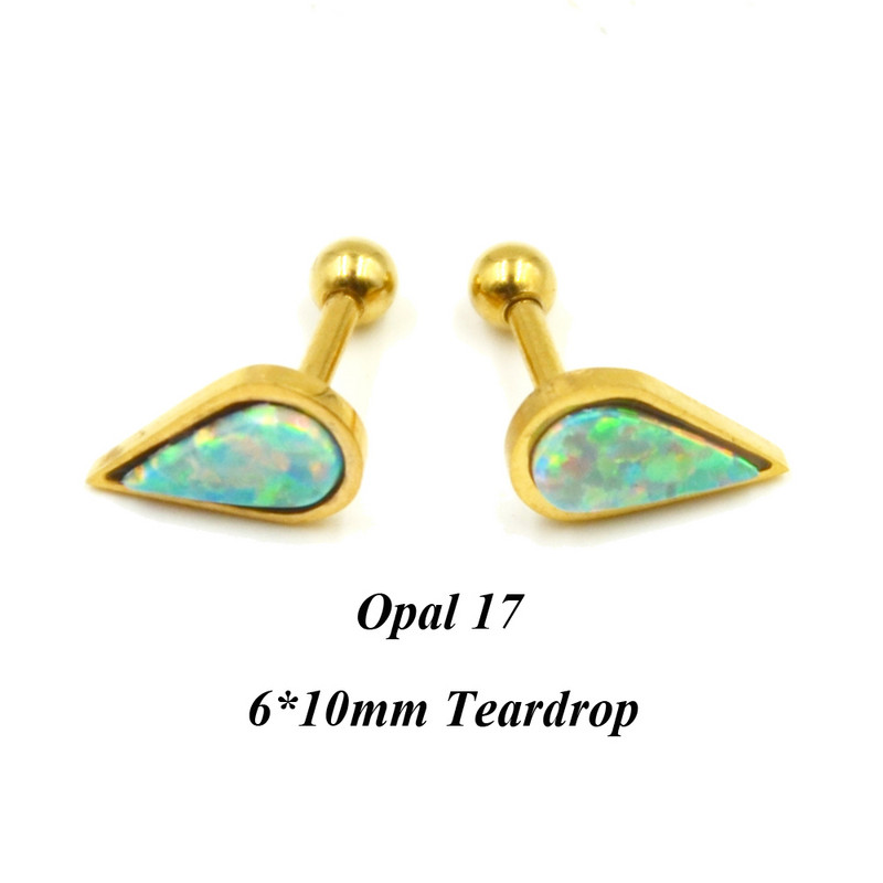 1 buc piatră de opal Helix tragus cartilaj de reținere piercing bijuterii pentru corp Piercing ureche Stud-Star lacrimă inimă și mână