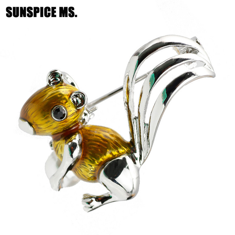 Femei minunate veverita animal brosa email perla imitatie bijuterii moda copii cadouri festival petrecere rever accesorii pulover