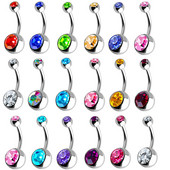 18 buc/set Oțel inoxidabil dublă bijuterie Piercing buric Inele de cristal pentru buric Cercei Piercing cu mreană Bijuterii pentru corp 14gX10mm