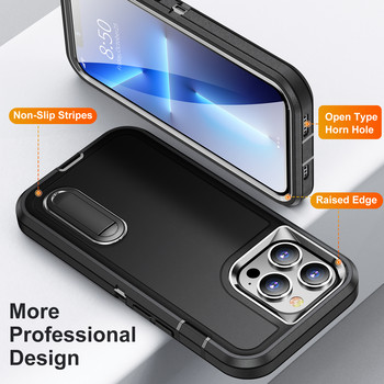 Heavy Armor Shockproof Defend Case for iPhone 13 14 Pro Max 11 12 Pro Max 6 6s 7 8 Plus SE 2022 X Xs XR Metal Bracket Back cover