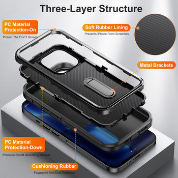 Heavy Armor Shockproof Defend Case for iPhone 13 14 Pro Max 11 12 Pro Max 6 6s 7 8 Plus SE 2022 X Xs XR Metal Bracket Back cover