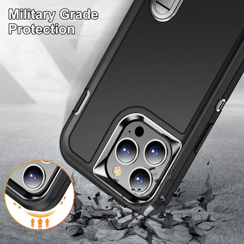 Heavy Armor Shockproof Defend Case for iPhone 13 14 Pro Max 11 12 Pro Max 6 6s 7 8 Plus SE 2022 X Xs XR Metal Bracket Back cover