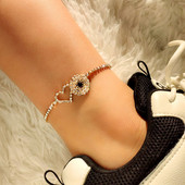Petrecere pe plajă Bling Evil Eye gleznă Brățară Femei Bărbați Cristal Strasuri Inimă Lanț gleznă glezne Sandale Bijuterii Desculț