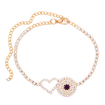 Petrecere pe plajă Bling Evil Eye gleznă Brățară Femei Bărbați Cristal Strasuri Inimă Lanț gleznă glezne Sandale Bijuterii Desculț