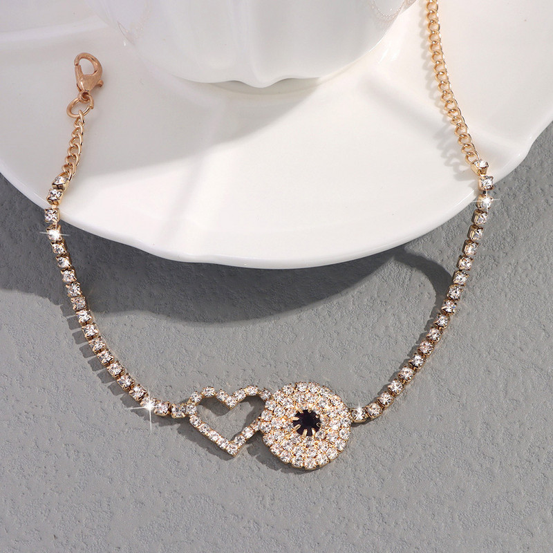 Petrecere pe plajă Bling Evil Eye gleznă Brățară Femei Bărbați Cristal Strasuri Inimă Lanț gleznă glezne Sandale Bijuterii Desculț