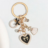 Drăguț Breloc Perle Bowknot Fusta Inimă Geantă Breloc Rochie Lanțuri cheie emailate Cadouri de prietenie Pentru Femei Fete Bijuterii DIY