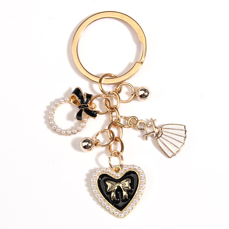 Drăguț Breloc Perle Bowknot Fusta Inimă Geantă Breloc Rochie Lanțuri cheie emailate Cadouri de prietenie Pentru Femei Fete Bijuterii DIY