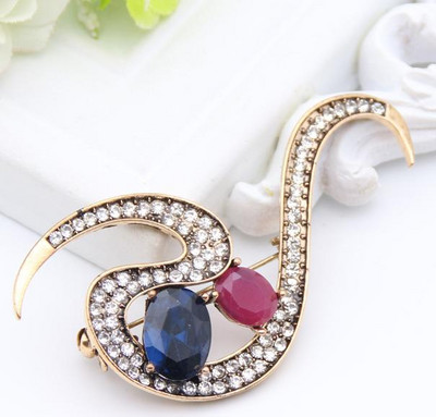 Broșă cu flori din rășină turcească de epocă pentru femei, broșă cu linie de curgere, design etnic, bijuterii etnice, culoare aurie antică, rever, hijab, eșarfă