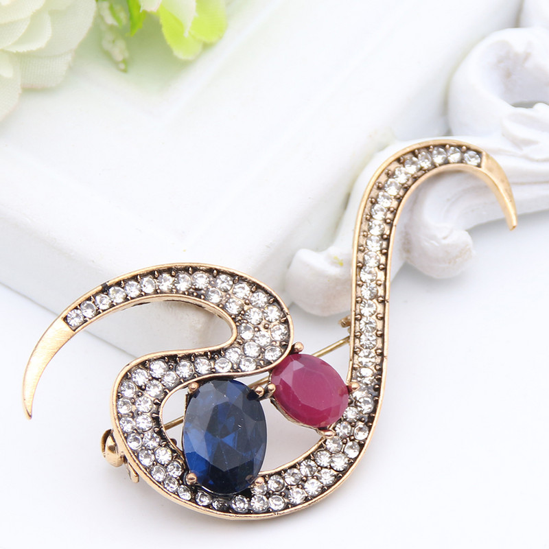 Broșă cu flori din rășină turcească de epocă pentru femei, broșă cu linie de curgere, design etnic, bijuterii etnice, culoare aurie antică, rever, hijab, eșarfă