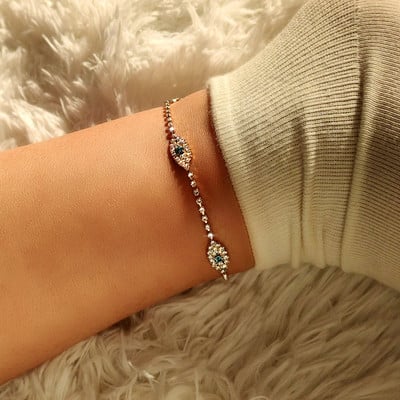 Бохемско турско синьо Evil Eye тенис верига глезена за жени Crystal Rhinestone Eyes гривна за глезена Сандали Плажни бижута Подаръци