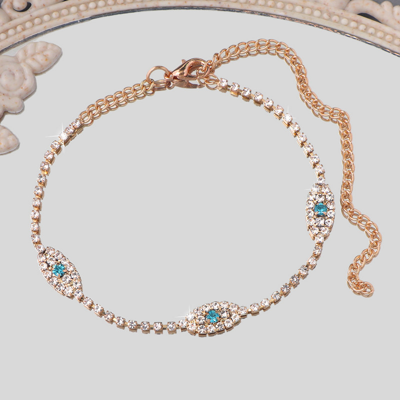 Boemă turcească albastru evil eye tenis lant gleznă pentru femei cristal stras ochi gleznă brăţară sandale plajă bijuterii cadouri