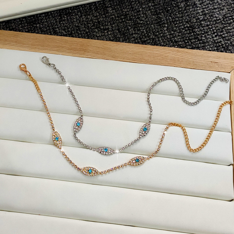 Boemă turcească albastru evil eye tenis lant gleznă pentru femei cristal stras ochi gleznă brăţară sandale plajă bijuterii cadouri