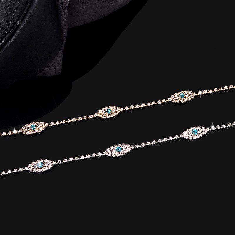 Boemă turcească albastru evil eye tenis lant gleznă pentru femei cristal stras ochi gleznă brăţară sandale plajă bijuterii cadouri