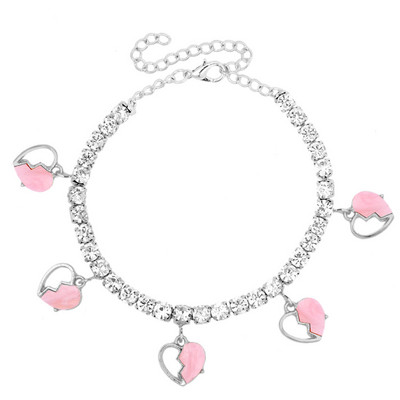 2021, acrilic, inimă frântă de dragoste, strasuri, gleznă de tenis, brățară pentru femei, lanț de gleznă cu inimă de cristal, bijuterii desculțe