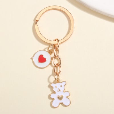 4 culori drăguț breloc email urs inimă breloc chei animale lanțuri chei papusi cadouri pentru femei fete geanta accesoriu bijuterii DIY