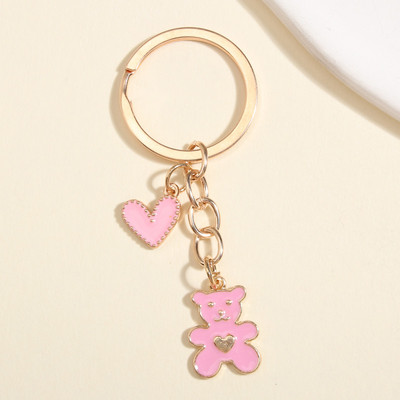 4 culori drăguț breloc email urs inimă breloc chei animale lanțuri chei papusi cadouri pentru femei fete geanta accesoriu bijuterii DIY