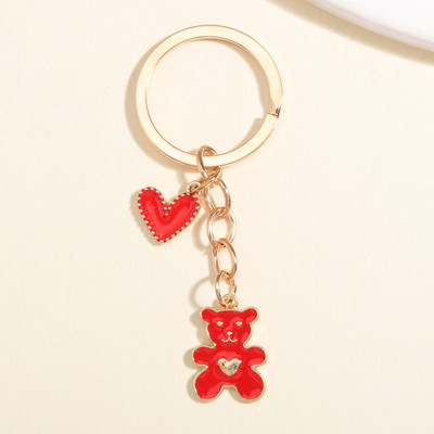4 culori drăguț breloc email urs inimă breloc chei animale lanțuri chei papusi cadouri pentru femei fete geanta accesoriu bijuterii DIY