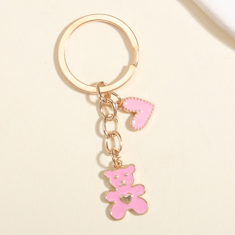 4 culori drăguț breloc email urs inimă breloc chei animale lanțuri chei papusi cadouri pentru femei fete geanta accesoriu bijuterii DIY