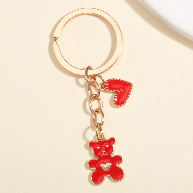 4 culori drăguț breloc email urs inimă breloc chei animale lanțuri chei papusi cadouri pentru femei fete geanta accesoriu bijuterii DIY