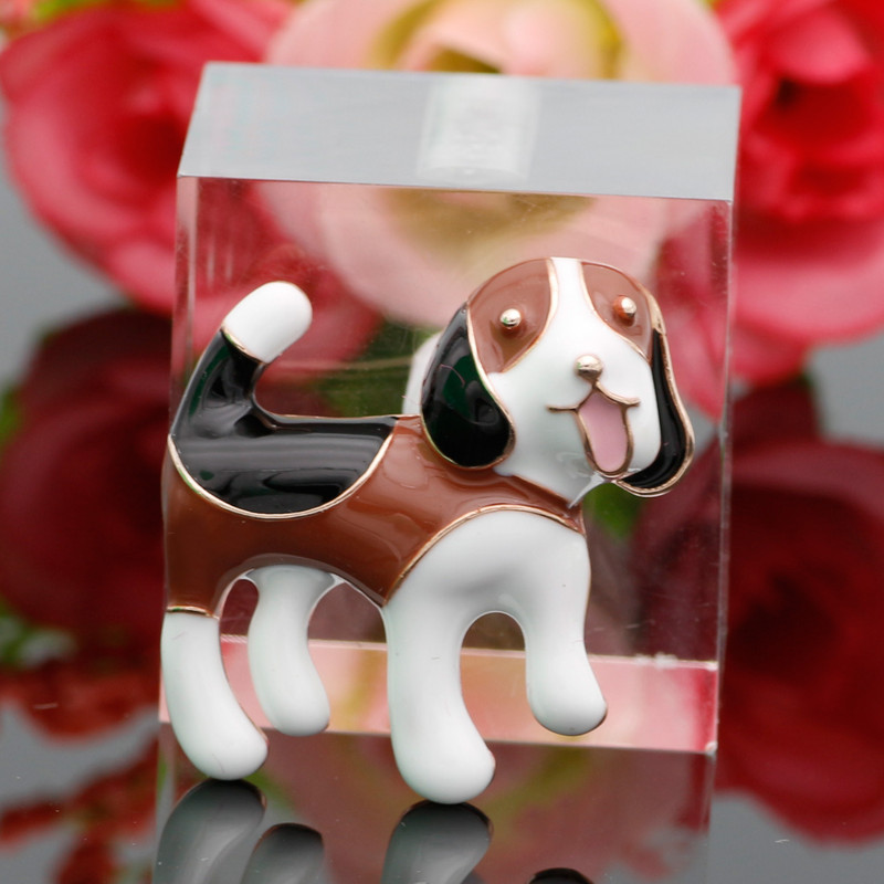 Femei drăguțe câine animal broșă ace copii fete accesorii haine auriu negru galben broșe email cadouri aniversare bijuterii