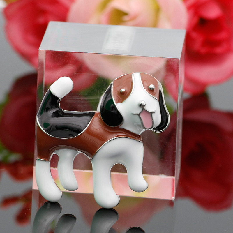 Femei drăguțe câine animal broșă ace copii fete accesorii haine auriu negru galben broșe email cadouri aniversare bijuterii