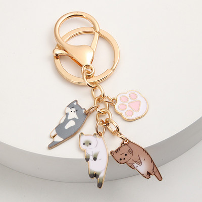 Kawaii Cat Kulcstartó Kisállat Mancs Kulcstartó Állati lábnyom Kulcstartók Emléktárgy Ajándékok Nőknek Férfiak Cay Keys Barkács kézzel készített ékszerek