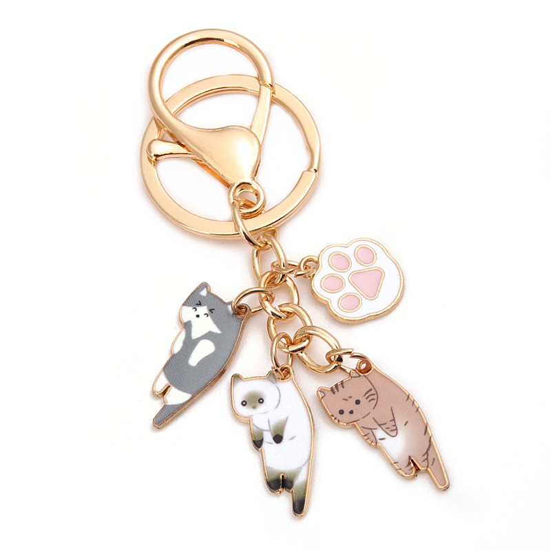 Kawaii Cat Kulcstartó Kisállat Mancs Kulcstartó Állati lábnyom Kulcstartók Emléktárgy Ajándékok Nőknek Férfiak Cay Keys Barkács kézzel készített ékszerek