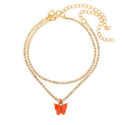 Boemia mare strasuri drăguț metal fluture tenis gleznă lanț pentru femei cristal strălucitor acrilic fluture glezna bijuterii noi picior